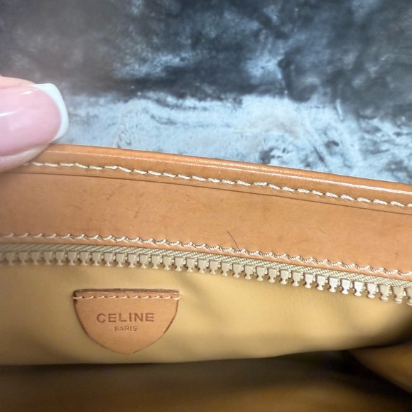 Celine Tan and Cream Logo Clutch - Picture 12 of 13
